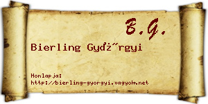 Bierling Györgyi névjegykártya
